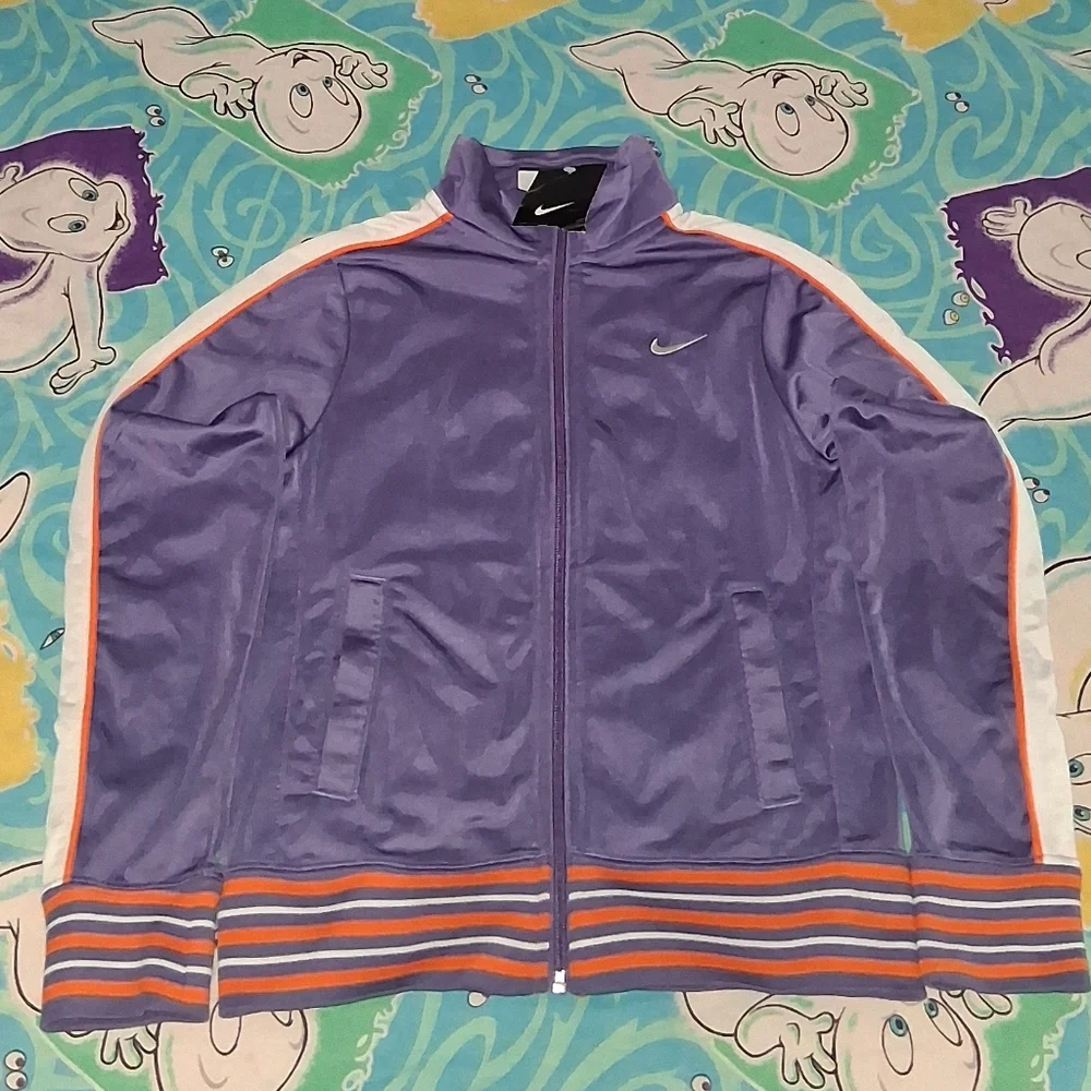 New Nike Purple Orange White Zip Up Track Jacket